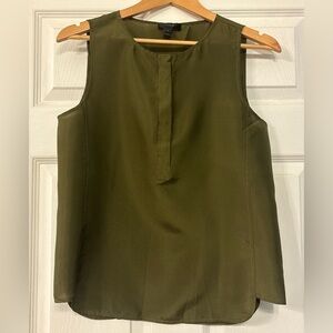 Women’s J.Crew 100% Silk Blouse Sleeveless Olive Green
